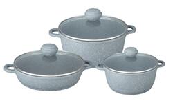 Набор посуды 6пр. BEKKER ВК-4608 Silver Marlbe Premium (кастр.4,3л+7,5л, сотейн. d28см) мрамор.покр.