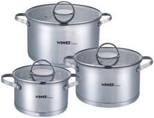 Набор посуды 6пр. WINNER WR-1110 Roma (1,8л+2,5л+3,4л) подходит для индукции