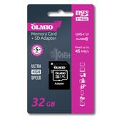 Карта памяти micro SD 32Gb OLMIO UHS-I Class 10 с адаптером