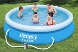 Бассейн с надувн. бортом BESTWAY 57274 Fast Set 366*76см., 5377л., фильтр-насос