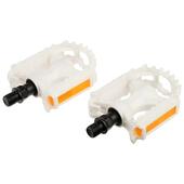 Педали FP-628 детские 97*73мм, ось 1/2", пластик, светоотраж., белые