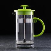 Чайник заварочный френч-пресс 0,35л. Гарсон стекло/пластик, зелёный 1075447