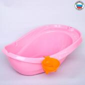 Ванночка детская д/купания 85см. со сливом, с ковшом, розовый 4407121
