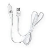 Дата-кабель USB-MicroUSB/Apple 8pin 1.0м Partner 2.1A плоский белый