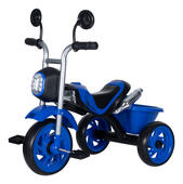 Велосипед 3-х кол. Farfello S678 мото-байк, фара, муз., руль с зеркалами, кузовок, синий