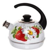 Чайник газовый 3,5л. Т04/35/03/05 Клубника с ромашкой, белый с рис., эмаль