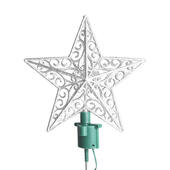 МАКУШКА НА ЕЛЬ B52 "TOP STAR FROSTY" , сереб/блестки, вращ, мульти LED, шнур 3м  17062