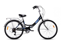 Велосипед 24" Black Agua Street Beat 1421 складная рама, рост 16", 6ск., чёрный/голубой