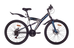 Велосипед 26" Black Agua Mount 1641D двухподвес, рост 18,5", 18ск., диск.торм., серый/синий