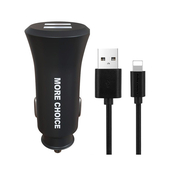 АЗУ 2400mAh More choice 2USB+ Lightning 8-pin AC23i black