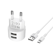 СЗУ 2400mAh Borofone 2USB + micro USB BA23A white 1м