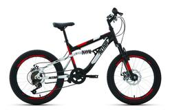 Велосипед 20" ALTAIR MTB FS D двухподвес, рост 14", 6ск., чёрный/красный