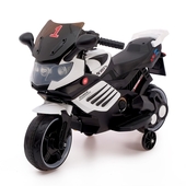 Мотоцикл на аккумуляторе Спортбайк 4650203 с доп.колёсами, чёрный/белый