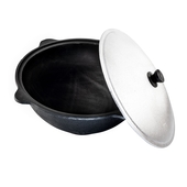 Казан чугунный 10л. JENNA 10413-JN круглое дно, алюм.крыш., Узбекистан