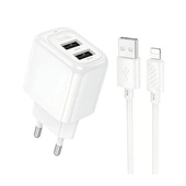 СЗУ 2400mAh Hoco 2USB + Lightning CS51A 1м White