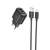 СЗУ 2100mAh Hoco 2USB + micro USB C141A Black