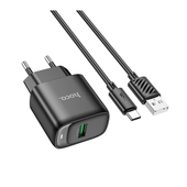 СЗУ 3000mAh Hoco 1USB + Type-C C140A Black 1м
