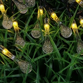 Гирлянда на солн.батарее, 25LED, 7м, шампань, 2 реж, ПВХ зел, 2V80mA, 1.2V600mAh 185-180