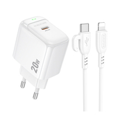 СЗУ 3000mAh Borofone 1Type-C + Lightning 8-pin Type-C BAS43A White
