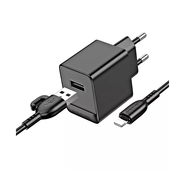 СЗУ 2100mAh Borofone 1USB + Lightning 8-pin BAS11A 1м Black