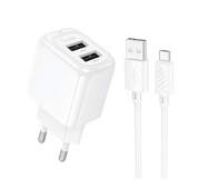 СЗУ 2400mAh Hoco 2USB + micro USB CS51A 1м White