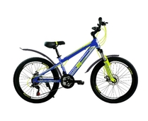 Велосипед 24" YUTA Vulcan рама 12", 21ск., голубой/зелёный/белый