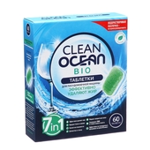 Таблетки для ПММ 7 в 1, 60шт., mini, водораствор.плёнка Clean Ocean Bio 8139
