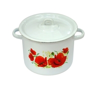 Кастрюля 5,5л. С1617*67 Маки эмаль белая, металл.кр. с петлёй