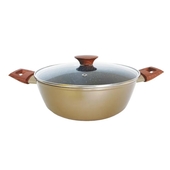 Сотейник d28 WINNER WR-1886 Dorato кован.алюм., мрамор.покр., ст.кр., две руч., д/всех видов плит