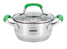 Кастрюля 6,1л. BEKKER BK-1453 De Luxe нерж., силик.ручки, подходит для индукции