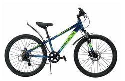Велосипед 24" STELS Navigator 400 MD рама 12", 18ск., диск., синий/салатовый