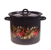 Кастрюля 5,5л. С1617.Р*05 Рябинушка эмаль чёрн.рябчик с рис.