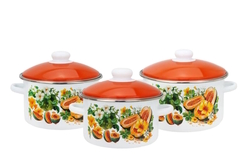 Набор посуды 6пр. Тыквы эмаль бел. с рис. 2-3227/6