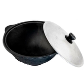 Казан чугунный 3,5л. JENNA 10409-JN плоское дно, алюм.крыш., Узбекистан