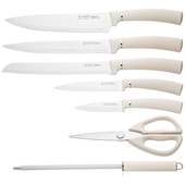 Ножи 8пр. Agness вращ.подставка, мусат, ножницы, пласт.ручки 911-760