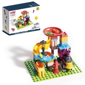 *Конструктор-лабиринт 77 дет. блочный "Поезд-горка" с шариками 9893162 FEELO
