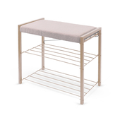 Этажерка для обуви Nika ЭКТ3-60Б/СР светло-серый/бежевый металлик (2 полки, мягк.сиденье/букле)