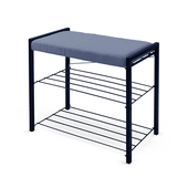 Этажерка для обуви Nika ЭКТ3-60Б/С серо-синий/матовый чёрный (2 полки, мягк.сиденье/букле)