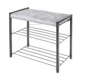 Этажерка для обуви Nika ЭКТ3-60В/СР серый/тёмно-серый (2 полки, мягк.сиденье/велюр)