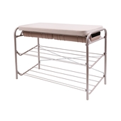 Этажерка для обуви Nika ЭТП3-1/БЖ слоновая кость/бежевый металлик (2 полки, 2 ящика под сиденьем)