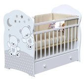 Кроватка детская Funny bears маятник, фигурн.спинка, ящик, белый, ЛДСП 547 Россия ВДК