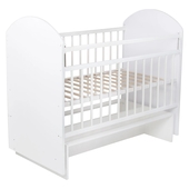 Кроватка детская My Sleepy маятник, фигурн.спинка, белый, массив берёзы, ЛДСП 891 Indigo