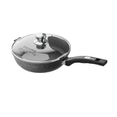 Сковорода d26 МЕЧТА Гранит Black с26802 с крышкой, мраморн.покр.