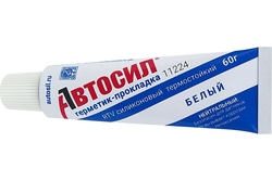 Герметик-прокладка силикон термостойкий 60гр. Автосил Казань белый 0713