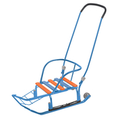 Санки дет.Тимка Т3К+/Г голубой (колесо),ручка,спинка