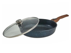 Сотейник d28 ГАРДАРИКА 1028-14-01-10 мраморн.покр., стекл.крышка, съёмн.ручка