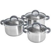 Набор посуды 6пр. WEBBER BE-625/6 (2,2л, 3л, 4л) силик.руч., стекл.кр.