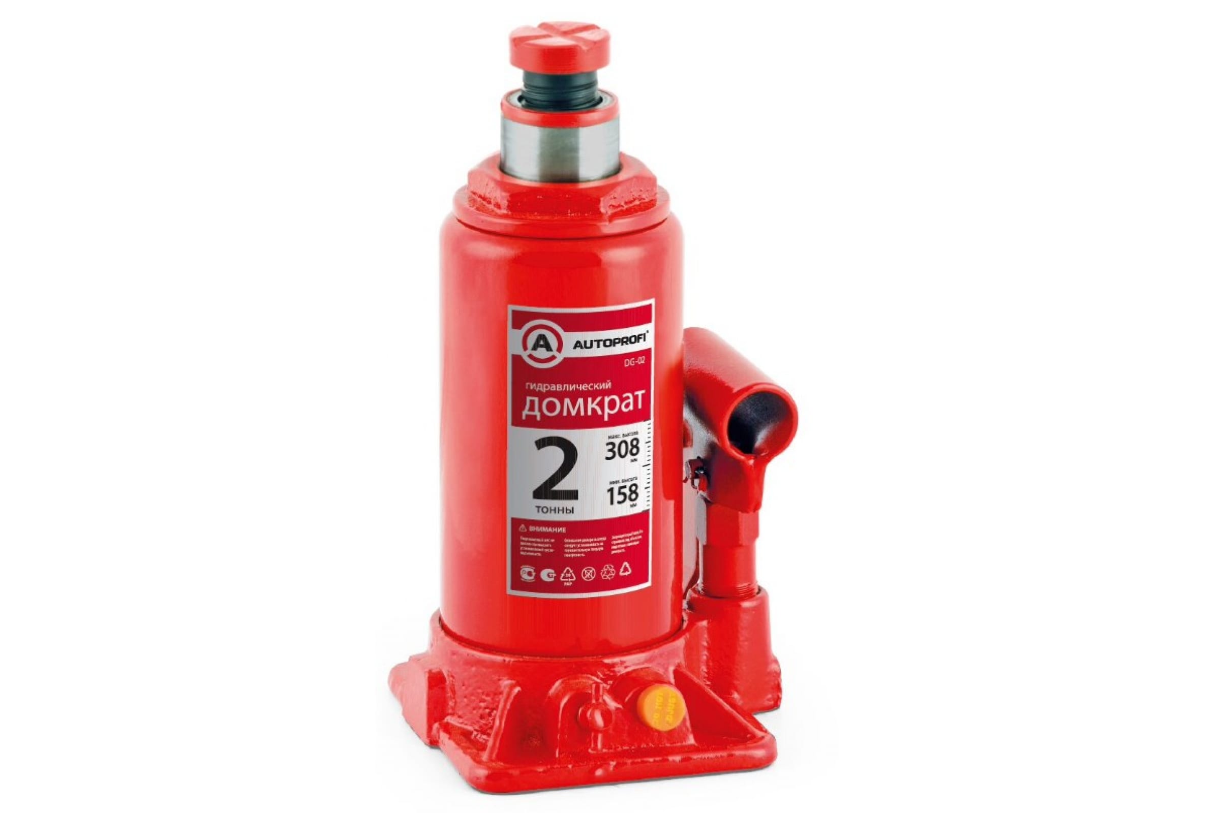Технические характеристики Домкрат гидравлич. бутыл. 2т Автопрофи DG-02 ...